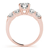 Rose gold Round Brilliant Diamond Five-Stone Engagement Ring with Prong Setting on a Classic Band 1