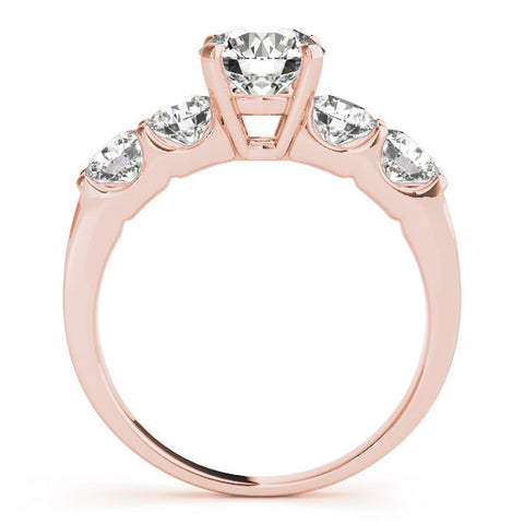 Rose gold Round Brilliant Diamond Five-Stone Engagement Ring with Prong Setting on a Classic Band 1