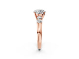 Rose gold Round Brilliant Diamond Five-Stone Engagement Ring with Prong Setting on a Classic Band_17