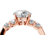 Rose gold Round Brilliant Diamond Five-Stone Engagement Ring with Prong Setting on a Classic Band_19