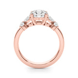 Rose gold Round Brilliant Diamond Floral Cluster Solitaire with Marquise and Pear Accents on a Platinum Band with Four-Prong Setting 2