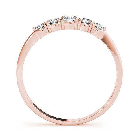 Rose gold Round Brilliant Diamond Half-Eternity Band with Prong Setting 1