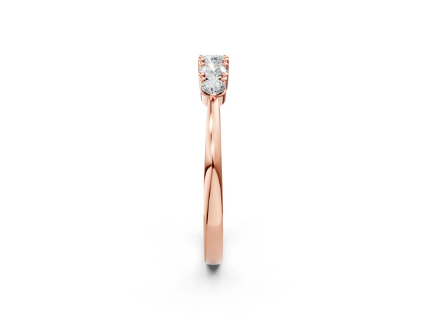 Rose gold Round Brilliant Diamond Half-Eternity Band with Prong Setting