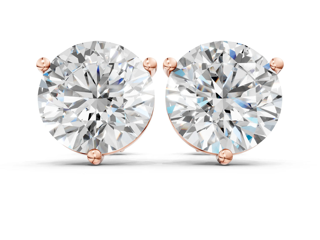 10K Rose Gold 1.01 Carat E-F VVS-VS Round Brilliant Diamond Martini Stud Earrings