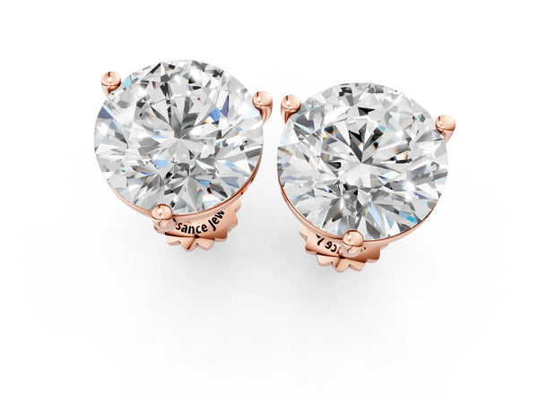 Rose gold Round Brilliant Diamond Martini Stud Earrings