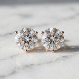 10K Rose Gold 1.01 Carat E-F VVS-VS Round Brilliant Diamond Martini Stud Earrings