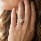 Rose gold Round Brilliant Diamond Milgrain Filigree Halo Ring_8