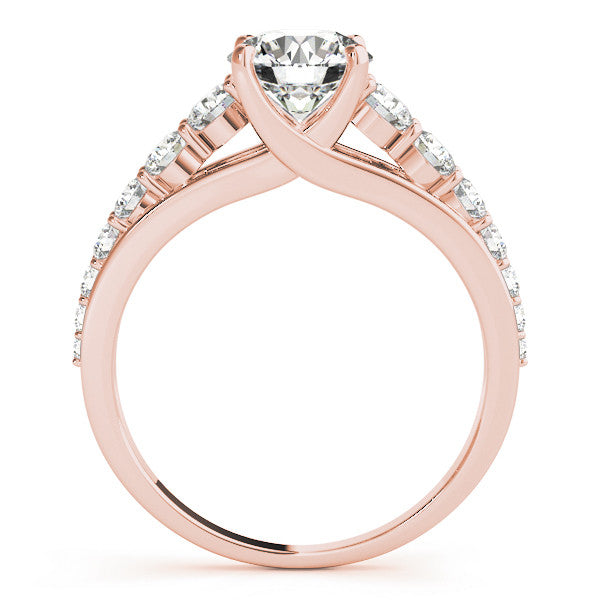 Rose gold Princess Brilliant Diamond Pavé Band with Six-Prong Setting