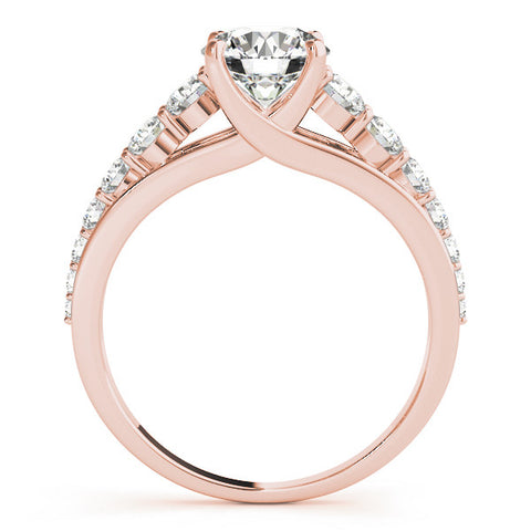 Rose gold Round Brilliant Diamond Pavé Band with Six-Prong Setting 1