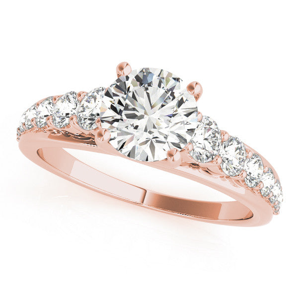 Rose gold Oval Brilliant Diamond Pavé Band with Six-Prong Setting
