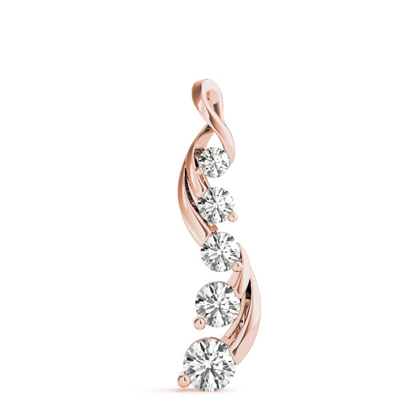 Rose gold Round Brilliant Diamond Prong Set Pendant