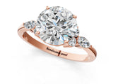 Rose gold Round Brilliant Diamond Solitaire Ring with Pear Side Stones and Four-Prong Setting_11