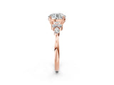 Rose gold Round Brilliant Diamond Solitaire Ring with Pear Side Stones and Four-Prong Setting_12