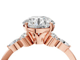 Rose gold Round Brilliant Diamond Solitaire Ring with Pear Side Stones and Four-Prong Setting_14