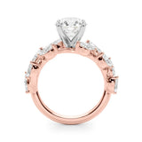 Rose gold Round Brilliant Diamond Solitaire with Marquise and Pear Accent Stones on a Split Shank Band with Four-Prong Setting 2