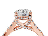 Rose gold Round Brilliant Diamond Solitaire with Pavé Band and Four-Prong Setting 5