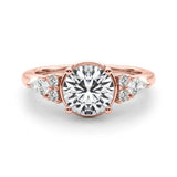 Rose gold Round Brilliant Diamond Solitaire with Side Stones on a Tapered Band and Four-Prong Setting 1