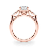 Rose gold Round Brilliant Diamond Solitaire with Side Stones on a Tapered Band and Four-Prong Setting 2