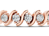 Rose gold Round Brilliant Diamond Tennis Bracelet with Channel Set S-Shaped Prong Setting_3
