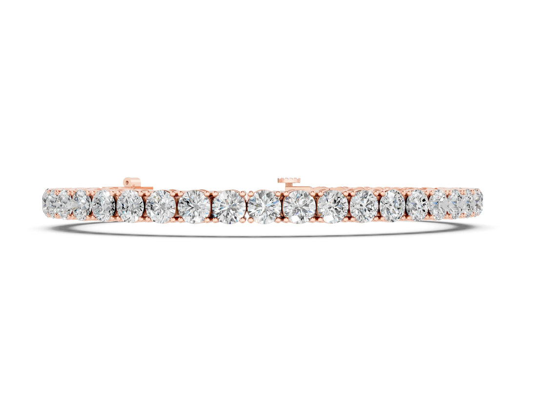 Rose gold Round Brilliant Diamond Tennis Bracelet with Prong Setting_131