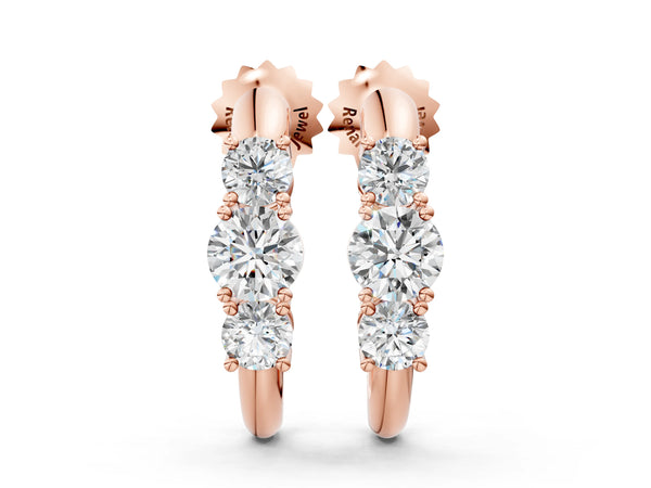 Rose gold Round Brilliant Diamond U-Hoop Earrings with Prong Setting
