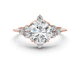 Rose gold Round Brilliant Diamond with Cluster Setting on a Beaded Band and Four-Prong Setting_15