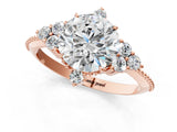 Rose gold Round Brilliant Diamond with Cluster Setting on a Beaded Band and Four-Prong Setting_16
