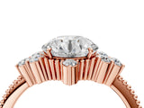 Rose gold Round Brilliant Diamond with Cluster Setting on a Beaded Band and Four-Prong Setting_19