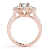 Rose gold Round Brilliant Double Halo Floral Pave Split Shank Prong Setting Ring 2