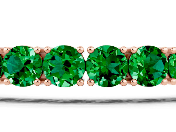 Rose gold Round Brilliant Emerald Tennis Bracelet with Prong Setting