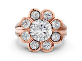 Rose gold Round Brilliant Flower Halo Diamond Split Shank Ring_48