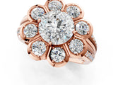 Rose gold Round Brilliant Flower Halo Diamond Split Shank Ring_49