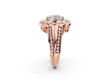 Rose gold Round Brilliant Flower Halo Diamond Split Shank Ring_50
