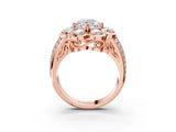 Rose gold Round Brilliant Flower Halo Diamond Split Shank Ring_51