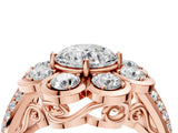 Rose gold Round Brilliant Flower Halo Diamond Split Shank Ring_52