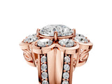 Rose gold Round Brilliant Flower Halo Diamond Split Shank Ring_53