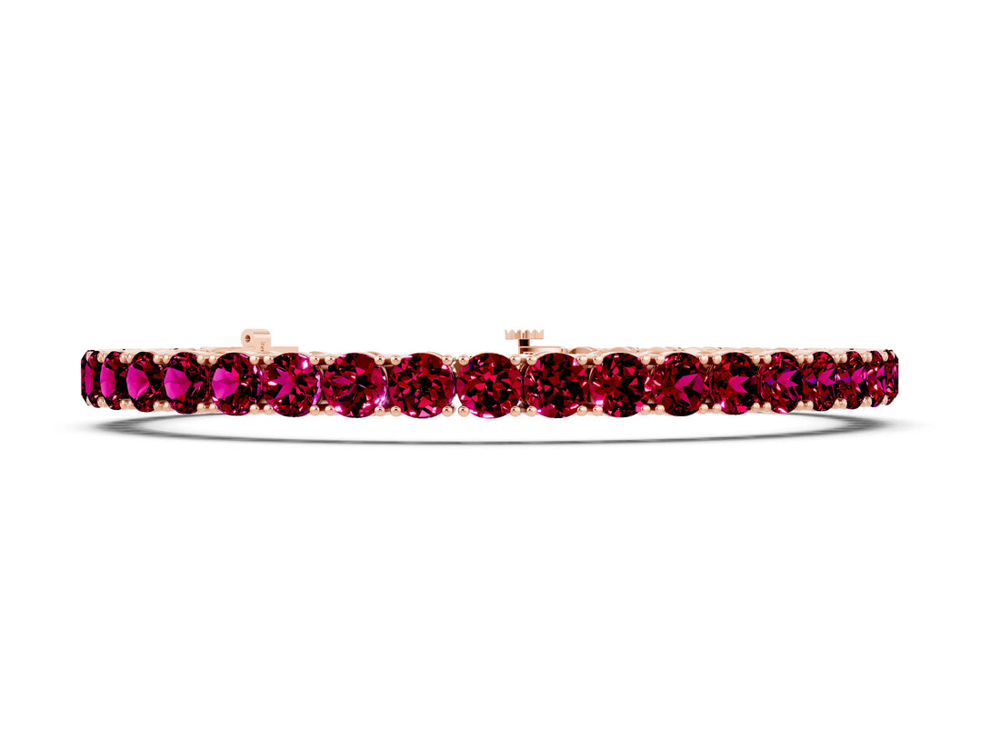 Rose gold Round Brilliant Garnet Tennis Bracelet with Prong Setting_4