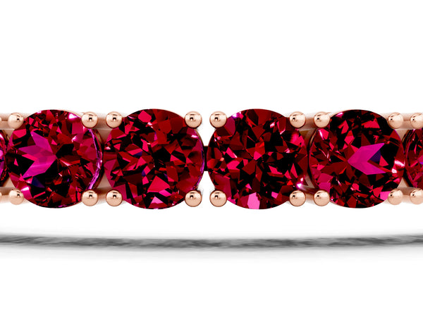 Rose gold Round Brilliant Garnet Tennis Bracelet with Prong Setting
