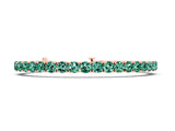 Rose gold Round Brilliant Green Sapphire Tennis Bracelet with Prong Setting_4