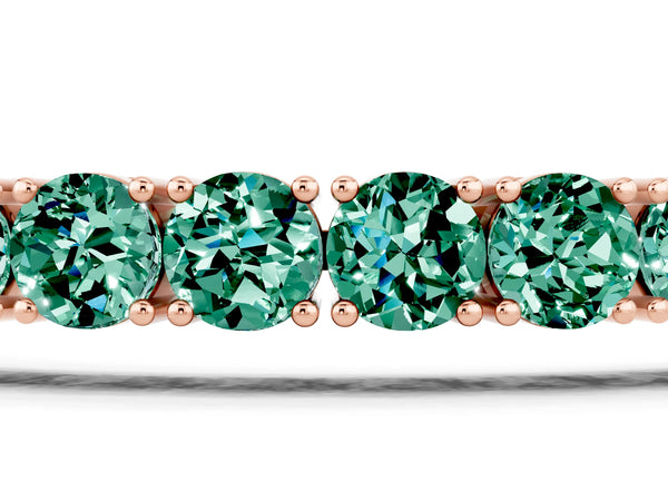 Rose gold Round Brilliant Green Sapphire Tennis Bracelet with Prong Setting