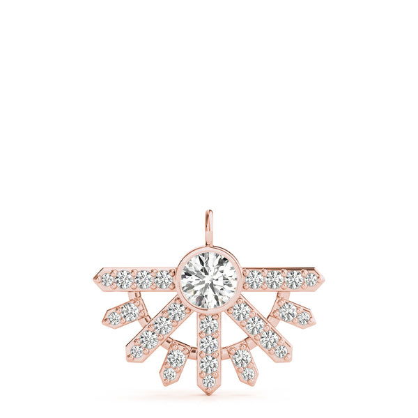 Rose gold Round Brilliant Halo Fan Pendant