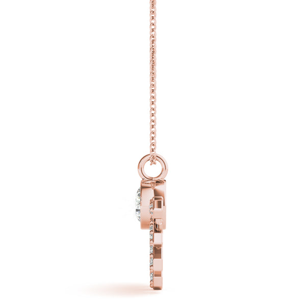 Rose gold Round Brilliant Halo Fan Pendant