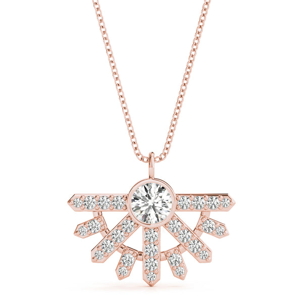 Rose gold Round Brilliant Halo Fan Pendant