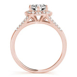 Rose gold Round Brilliant Halo Flower Split Shank Prong Setting Ring 2