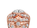 Rose gold Round Brilliant Halo Pave Diamond Milgrain Ring_11