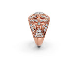 Rose gold Round Brilliant Halo Pave Diamond Milgrain Ring_20