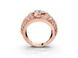Rose gold Round Brilliant Halo Pave Diamond Milgrain Ring_21