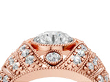 Rose gold Round Brilliant Halo Pave Diamond Milgrain Ring_22