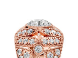 Rose gold Round Brilliant Halo Pave Diamond Milgrain Ring_23