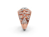 Rose gold Round Brilliant Halo Pave Diamond Milgrain Ring_8